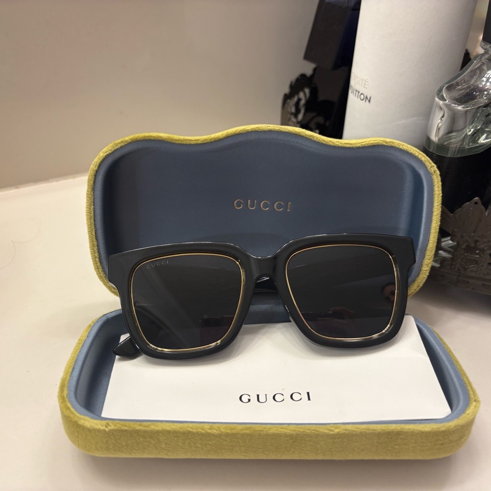 Gucci Black Sunglasses with Gold Trim